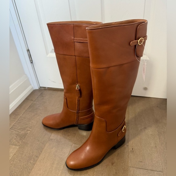 Franco Sarto Jazrin Cognac Knee-High Riding Boots. NWT- size 6.5 wide calf - Picture 4 of 13